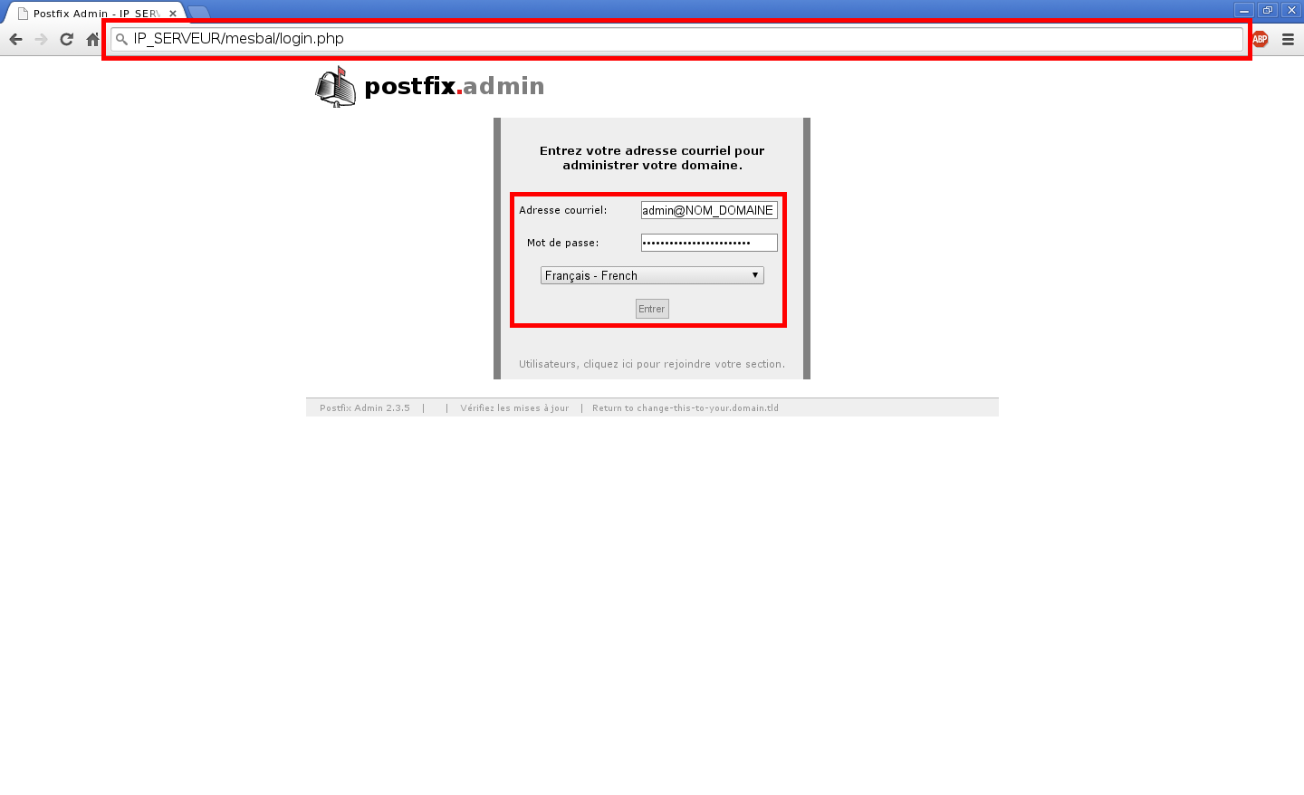 Création de boîtes aux lettres dans Postfix Admin sur un serveur dédié Kimsufi sous Ubuntu Server 14.04 LTS - Connexion à Postfix Admin