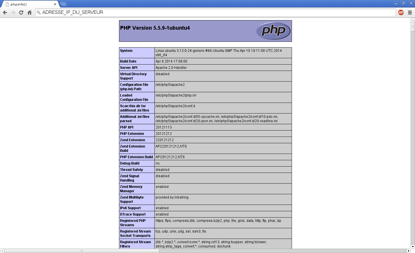 Installation du serveur Web Apache sur un serveur dédié Kimsufi - Test du serveur Web Apache