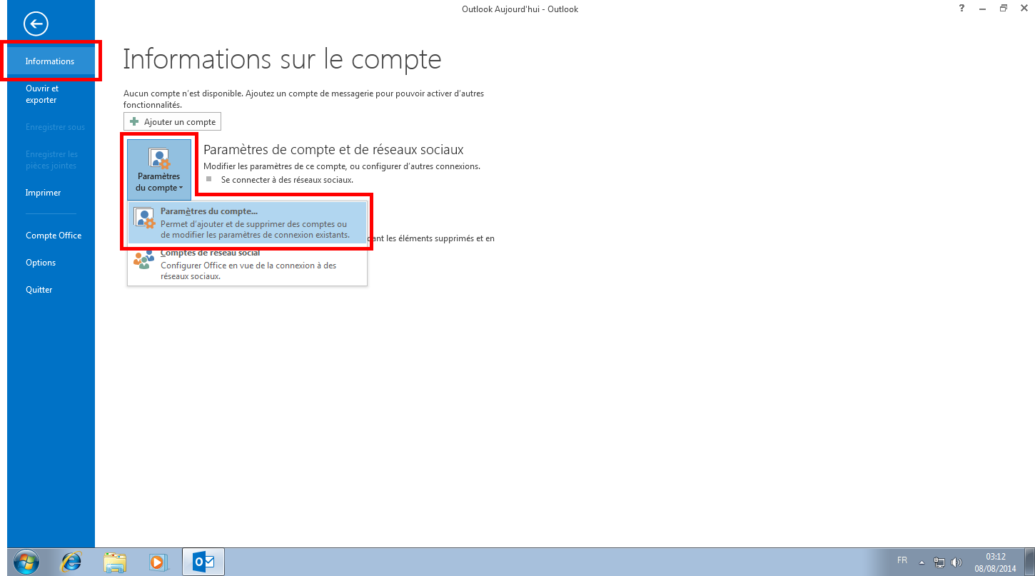 Configuration des comptes e-mails pour Microsoft Outlook - Étape 09