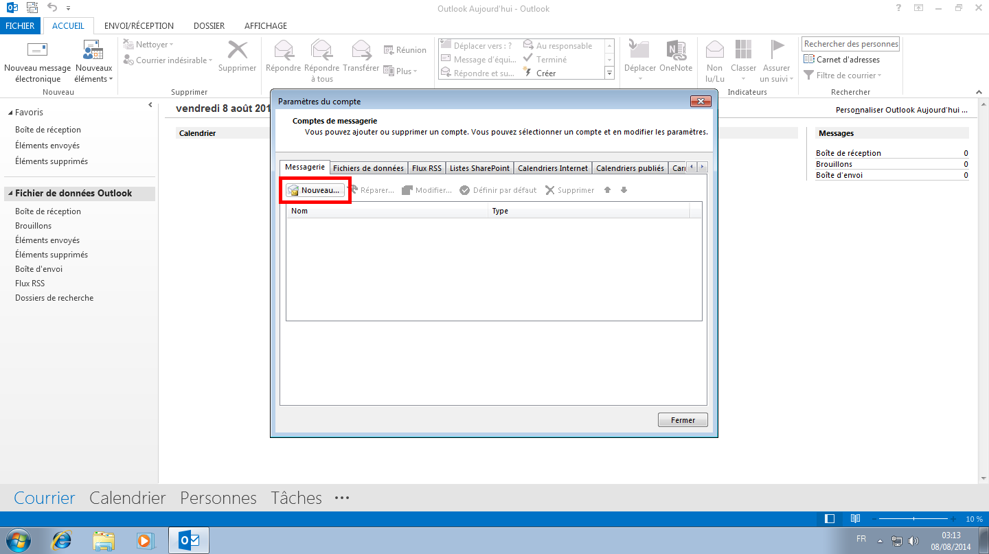 Configuration des comptes e-mails pour Microsoft Outlook - Étape 10