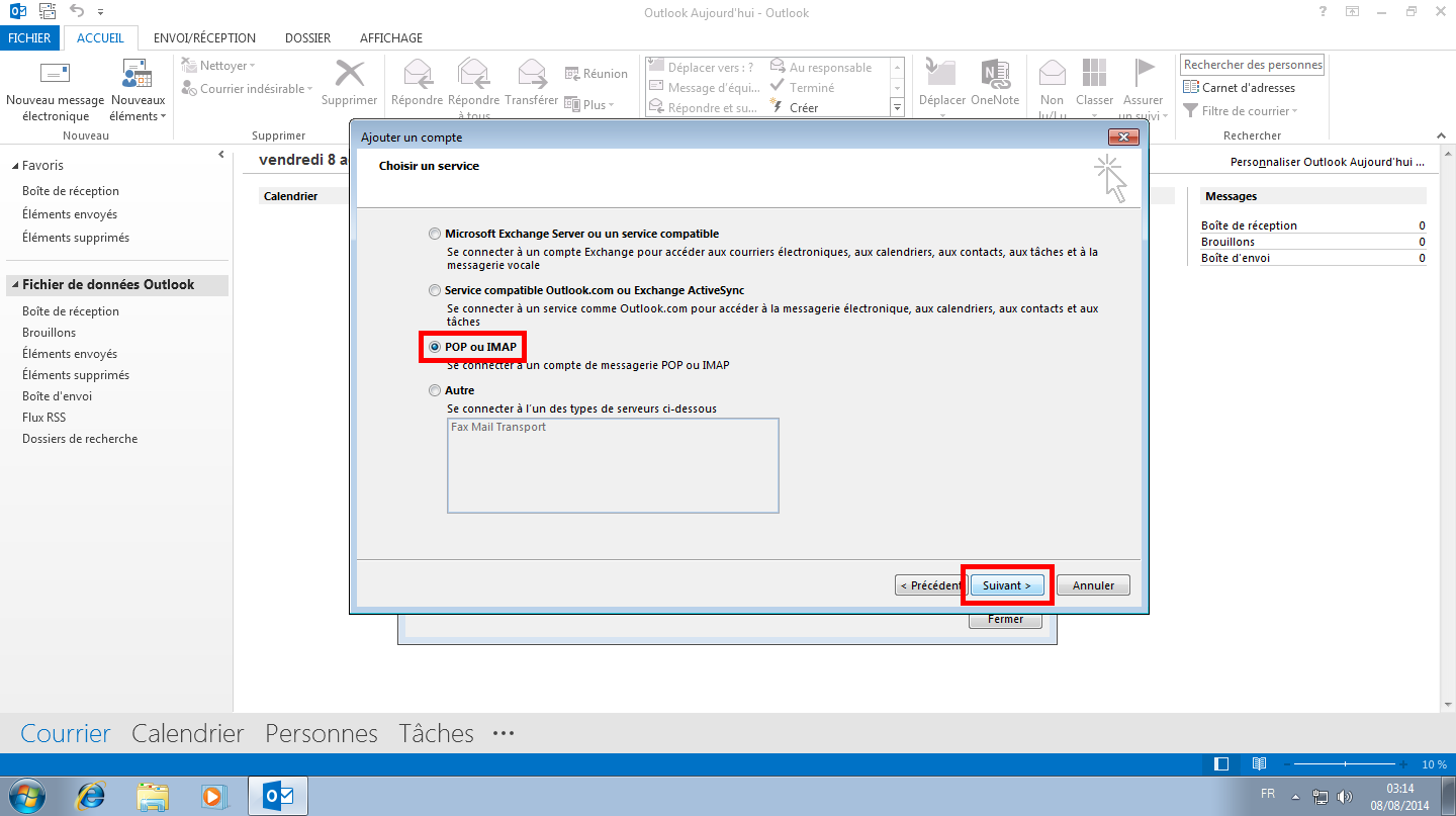 Configuration des comptes e-mails pour Microsoft Outlook - Étape 12