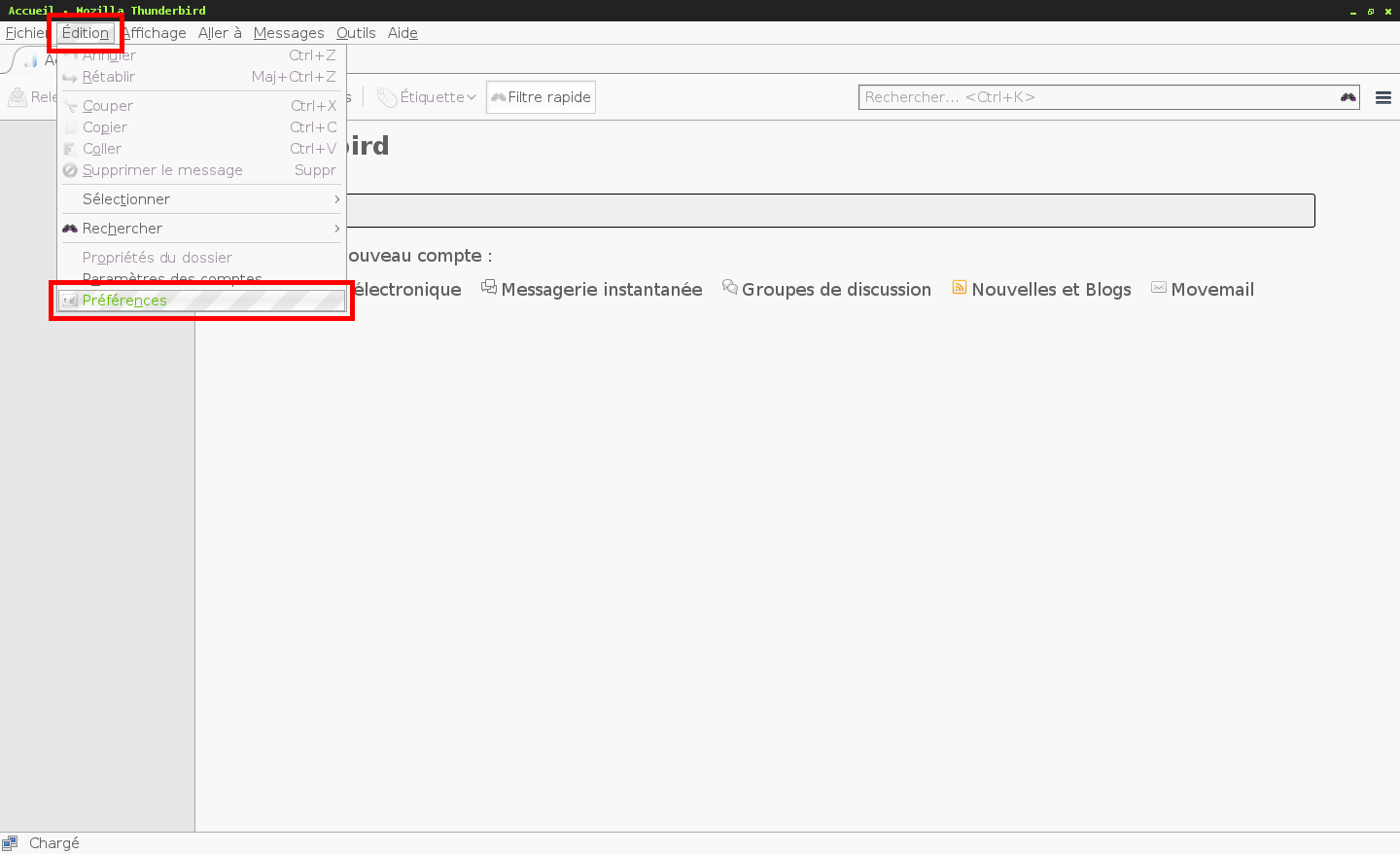 Configuration des comptes e-mails pour Mozilla Thunderbird - Étape 1