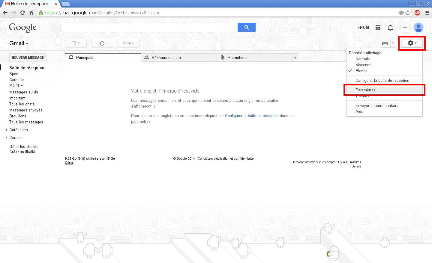 Configuration des comptes e-mails pour Gmail - Étape 1