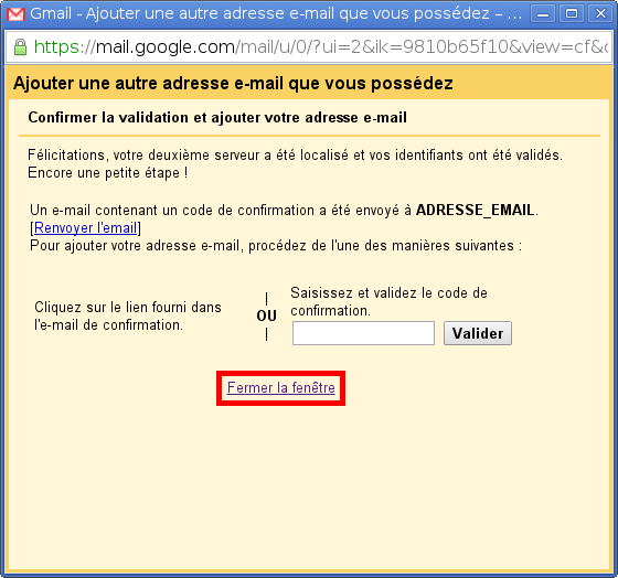 Configuration des comptes e-mails pour Gmail - Étape 8
